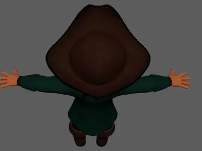 Cartoon Musketeer Character 3D Model Low-poly 3D model