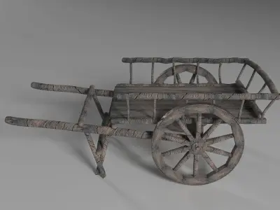 Ancient Wooden Cart Low-poly 3D model