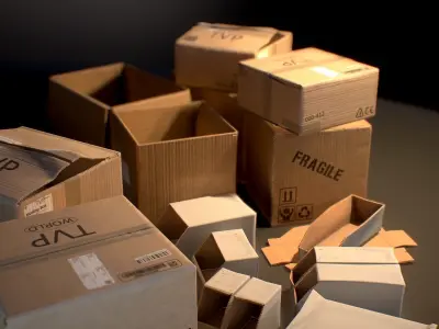 Cardboard Boxes - Game ready props Low-poly 3D model