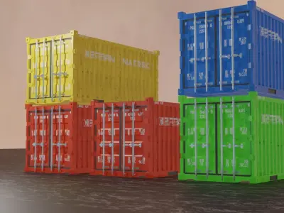 cargo shipping container 20ft Low-poly 3D model