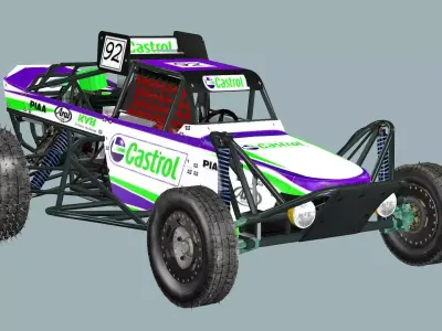 Post-Apocalypse Buggy Car XX With Gunholder 3D Model Low-poly 3D model
