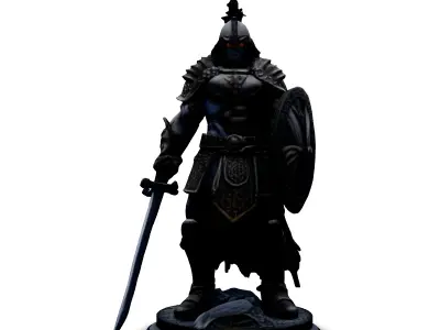 Highly Detailed Spartan Warrior Statue Low-poly 3D model