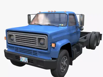80s industrial frame truck Low-poly 3D model