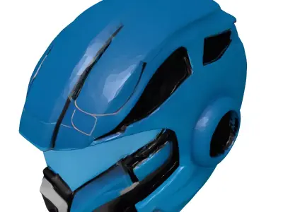 SciFi Helmet with Cracked Visor 3D model