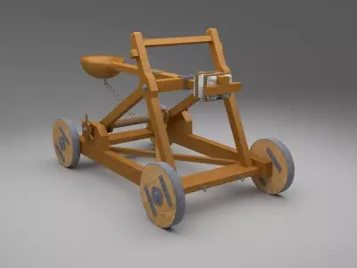 Catapult in Medieval War Equipments Low-poly 3D model