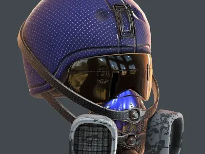Gas mask helmet 3d model scifi Low-poly  Low-poly 3D model 3