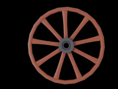 Old wheel with 9 spokes basemesh - ready for texturing Free low-poly 3D model