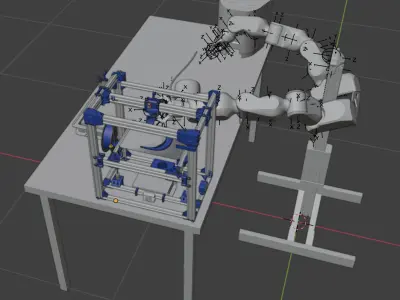 Robot Workcell with 3D Printer Free 3D model