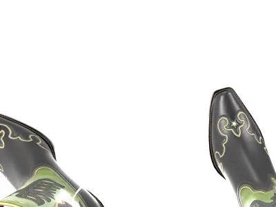 Eagle Star Cowboy Black Green Boots 3D model