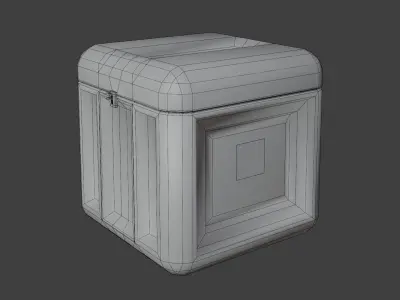 Metal box with danger sign closed low-poly 3d model Low-poly 3D model