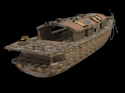 Chinese junk fishing  boat  3D model