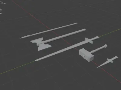 Low-Poly Medieval Melee Weapons Pack Low-poly 3D model