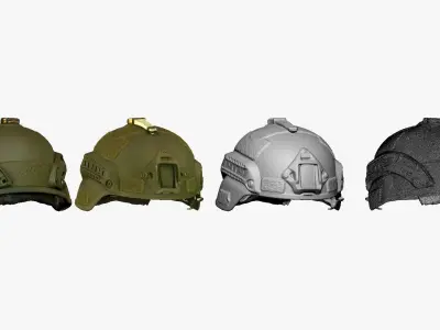 001301 army green helmet 3D model