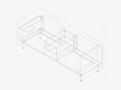 Sofa - Contemporary - Flame - Medium - Central Shelf Work Shelf Low-poly 3D model