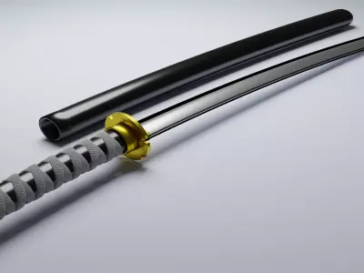 Katana sword Low-poly 3D model 8