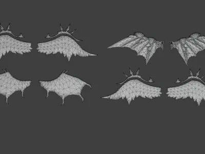 4 wings pack for games Low-poly 3D model