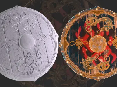 Round Viking Shield Copper 3D model