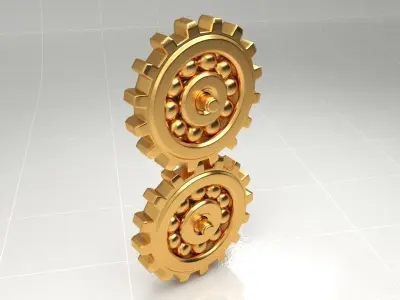 Gear 2 two golden gears 3D model