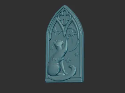 Pendant with a moon cat 3D print model