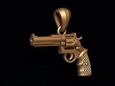 Gun Revolver pendant 3d 3D print model