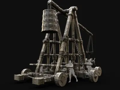 SIEGE ENGINE COLLECTION TREBUCHET BALLISTA CATAPULT RAM Low-poly 3D model