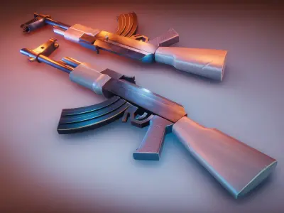 Stylized AK47 Low-poly 3D model