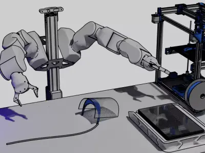 Robot Workcell with 3D Printer Free 3D model