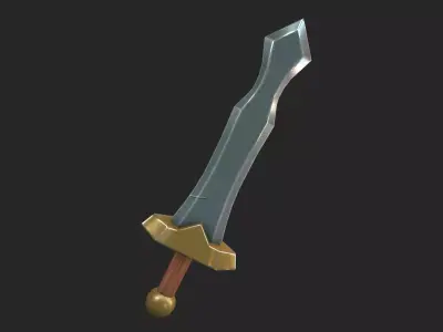 Stylized Golden Sword Low-poly 3D model