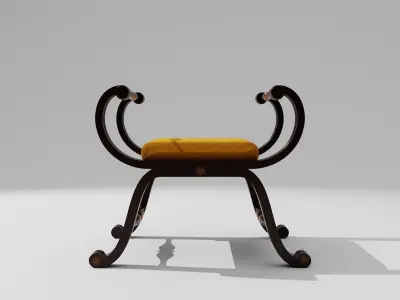 Antique Wooden Seating Sofa 3D model