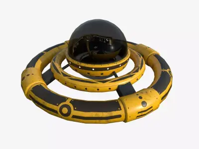 Alien Spaceship UFO E08 Yellow Dirt - Sci Fi Spacecraft Design Low-poly 3D model
