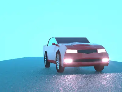 Low Poly Car driving on road Free low-poly 3D model