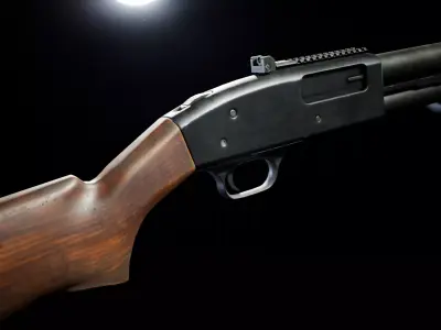 PBR - M590 Pump Action Shotgun Woodstock - Game-Ready 3D Asset Low-poly 3D model