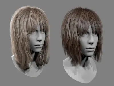 Realtime Medium Length Hairstyle 3D model