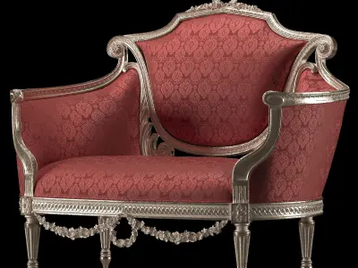 rococo sofa and armchair set 3D model