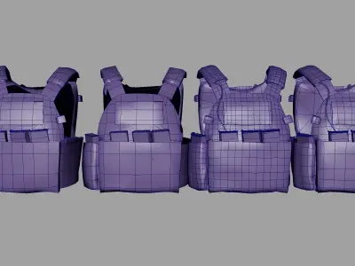 Tactical vest Low-poly 3D model 7