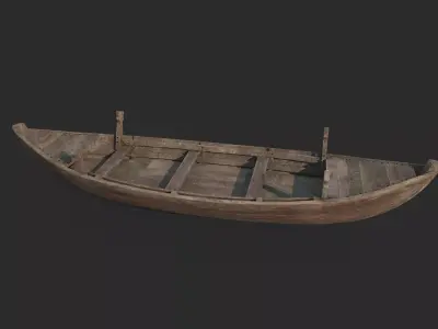 Ancient small wooden boats for water transportation 3D model