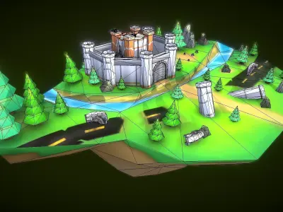 VIASS Island Medieval Low-poly 3D model