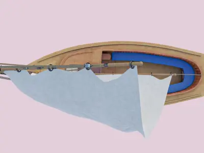 Catboat sailboat Low-poly 3D model