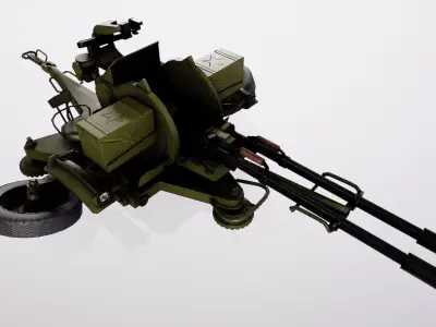 23-mm twin anti-aircraft gun ZU-23 1960 Low-poly 3D model