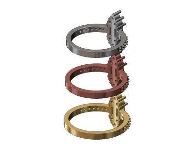 Baguettes diamonds cluster vintag engagement ring 3D print model