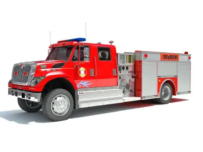 Red Rescue Fire Pumper Truck 3D model