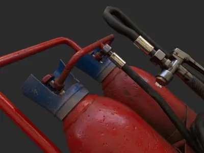 Wheeled Fire Extinguisher Low-poly 3D model