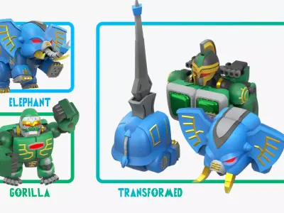 WILD ZORDS - GaoElephant - GaoKong Free low-poly 3D model