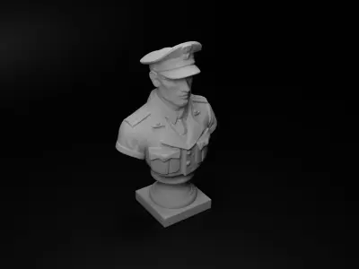 WW2 British Soldier Bust Chess 3D print model get