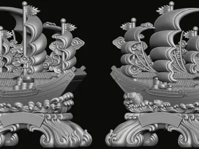 Boat Statue 3D print model by DT-Designer