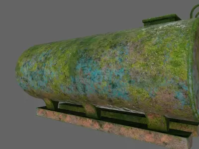 tanker 2 old tank with moss Low-poly 3D model