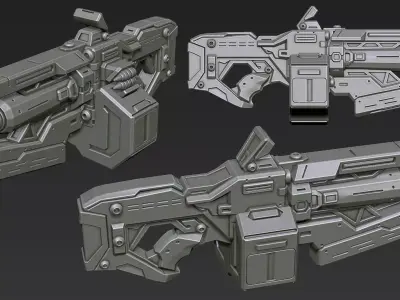 3D Printable Sci-Fi Weapon Part 6 3D model
