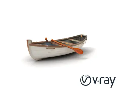 Rustic Rowboat with Oars model pack Low-poly 3D model