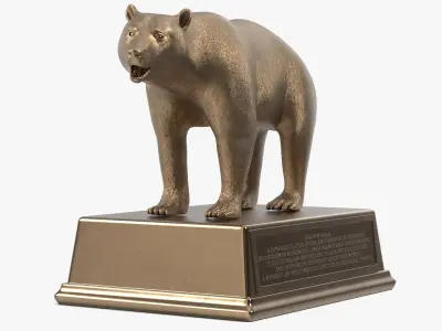  Bronze Bear Figurine on Stand 