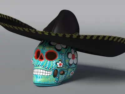 Mariachi Calavera Cielo Alegre 3D model